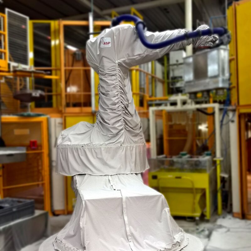 Couverture ASP - Protège les robots dans des ateliers de peinture contre la peinture, l'eau, la poussière, les poudres et les déchets/particules