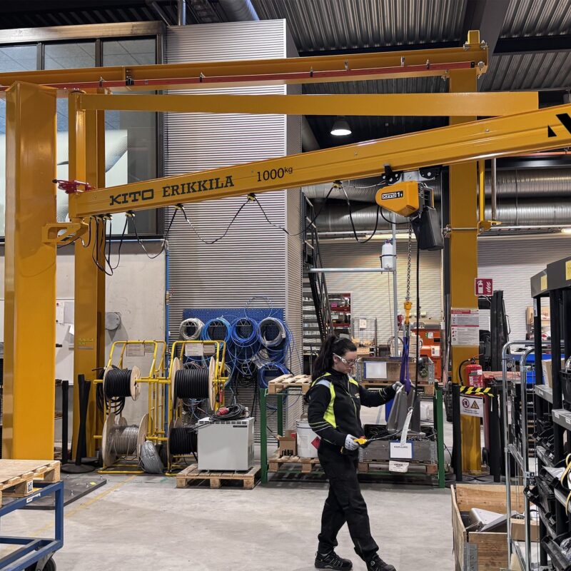 Kolomgemonteerde zwenkkraan voor ergonomische en snelle interne logistiek