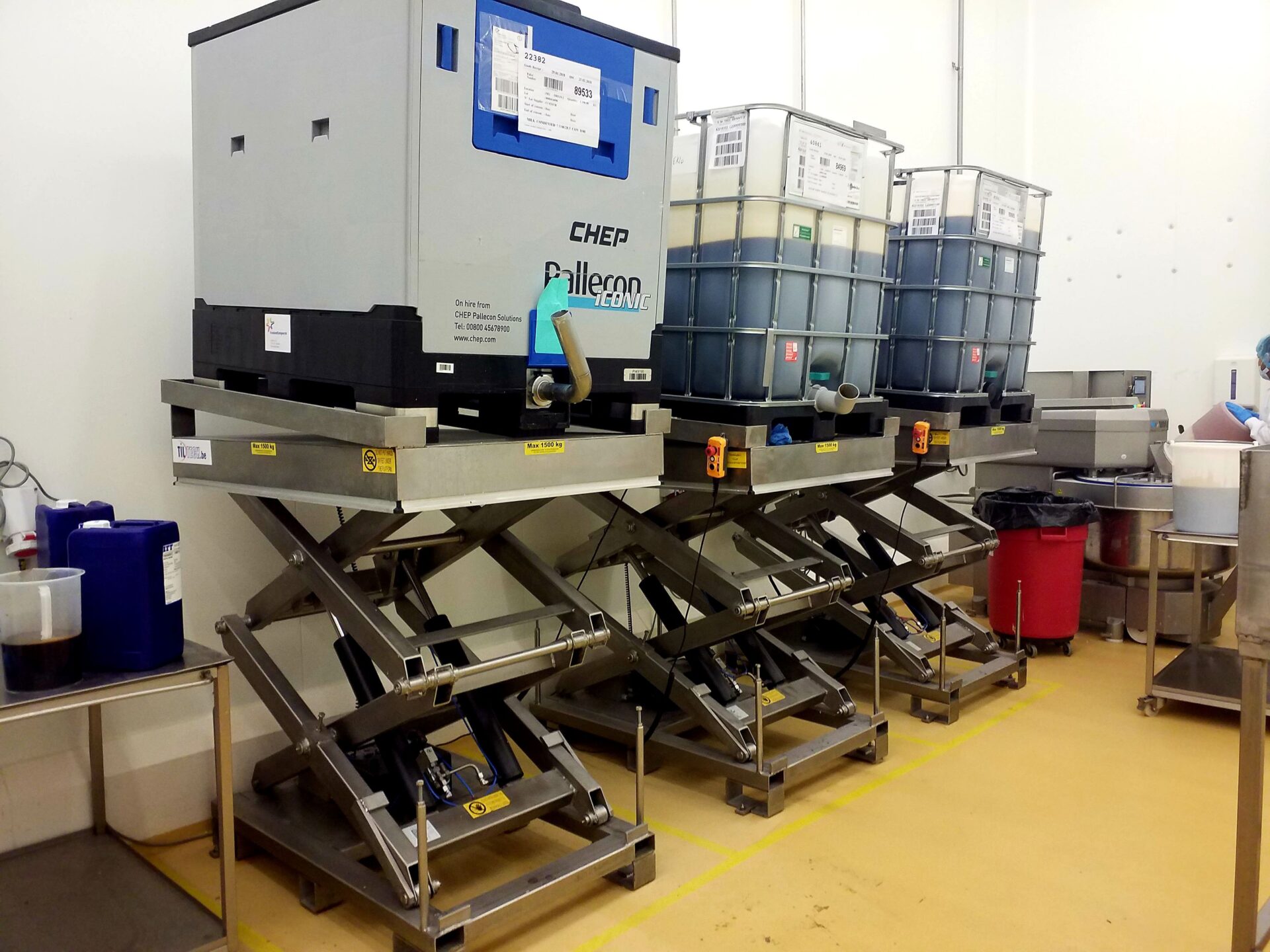 Schaarheftafels voor IBC-containers in voedingsindustrie